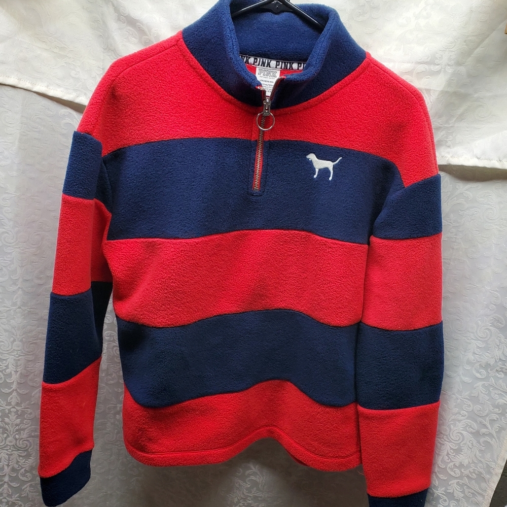 PINK Pullover Sweatshirt with quarter pull zipper in front